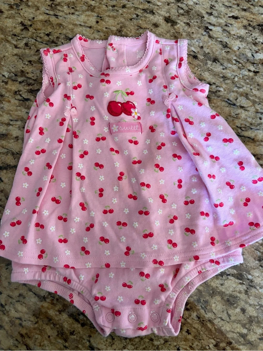 Carter's Pink Cherry Print Dress-Style Bodysuit